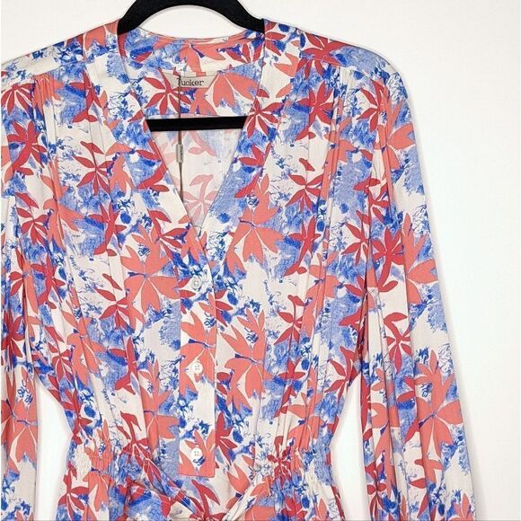 Tucker The Abigail's Party Blouse Tidy Tie Dye Floral Silk Top - Picture 2 of 9